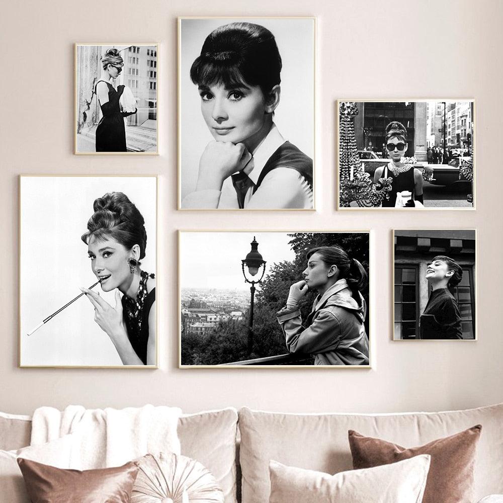 Audrey Hepburn Black White Portraits - Aesthetic Wall Decor