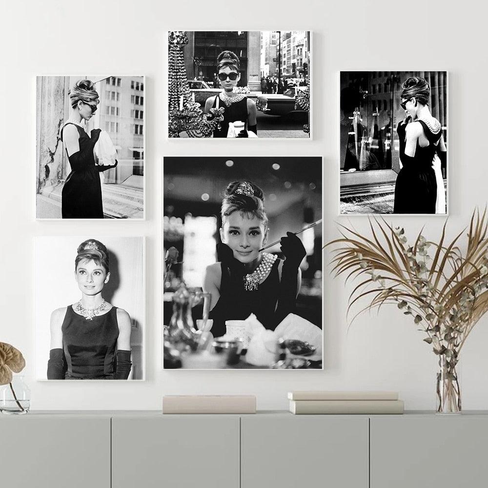 Audrey Hepburn Black White Portraits - Aesthetic Wall Decor