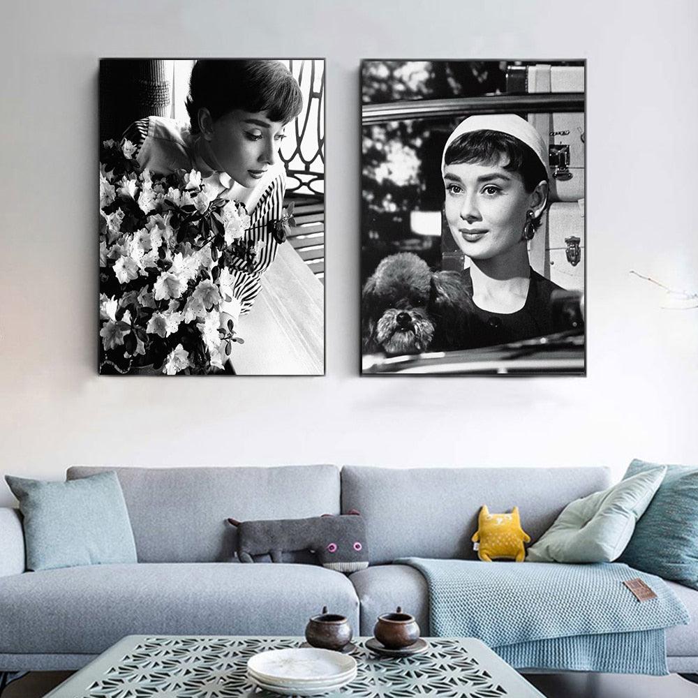 Audrey Hepburn Black White Portraits - Aesthetic Wall Decor