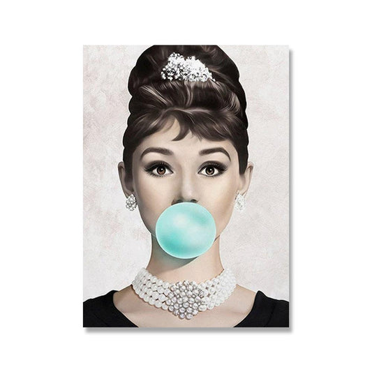 Audrey Hepburn Bubble Gum Art Poster - Aesthetic Wall Decor