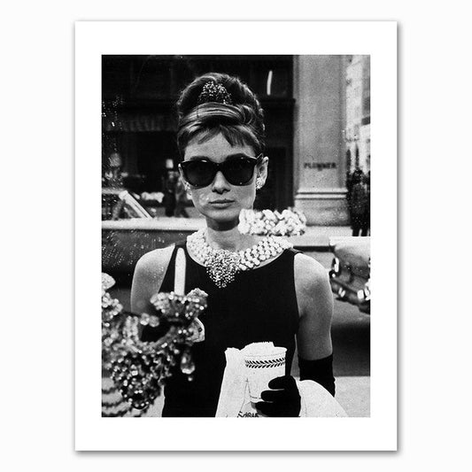 Audrey Hepburn Iconic Black and White Poster - Aesthetic Wall Decor