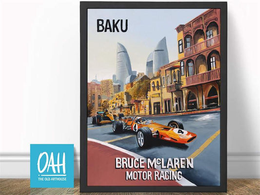 Baku Formula 1 Bruce McLaren Motor Racing Wall Art Canvas Poster - Aesthetic Wall Decor