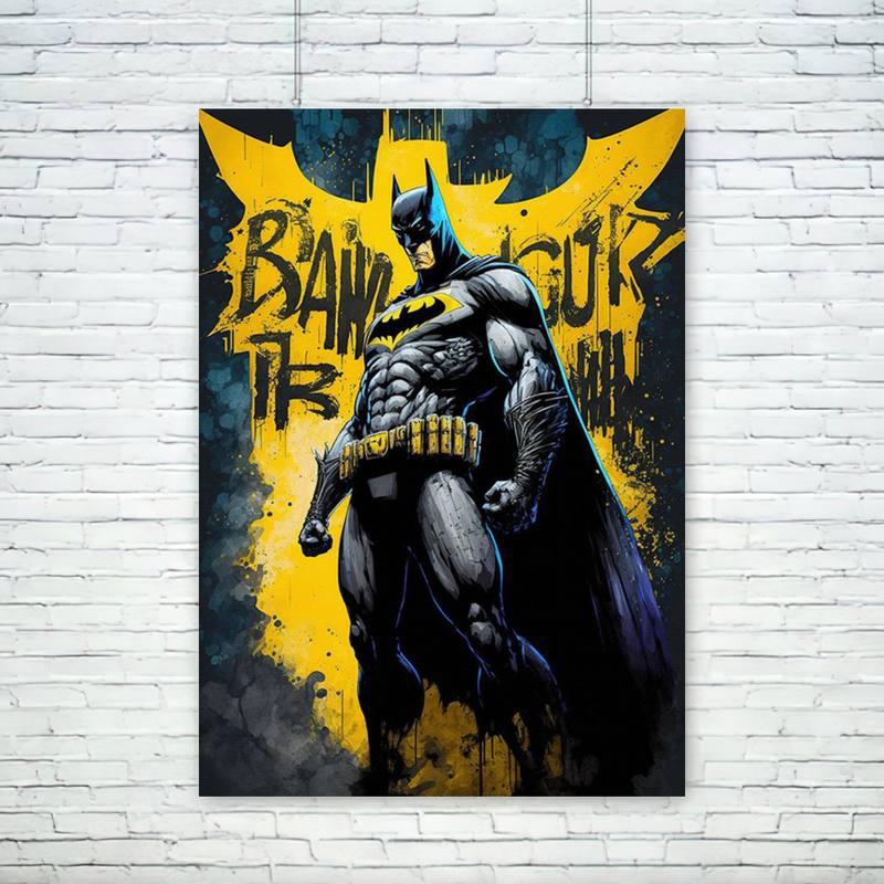 Batman Blue Yellow Painting Poster – Aesthetic Wall Decor