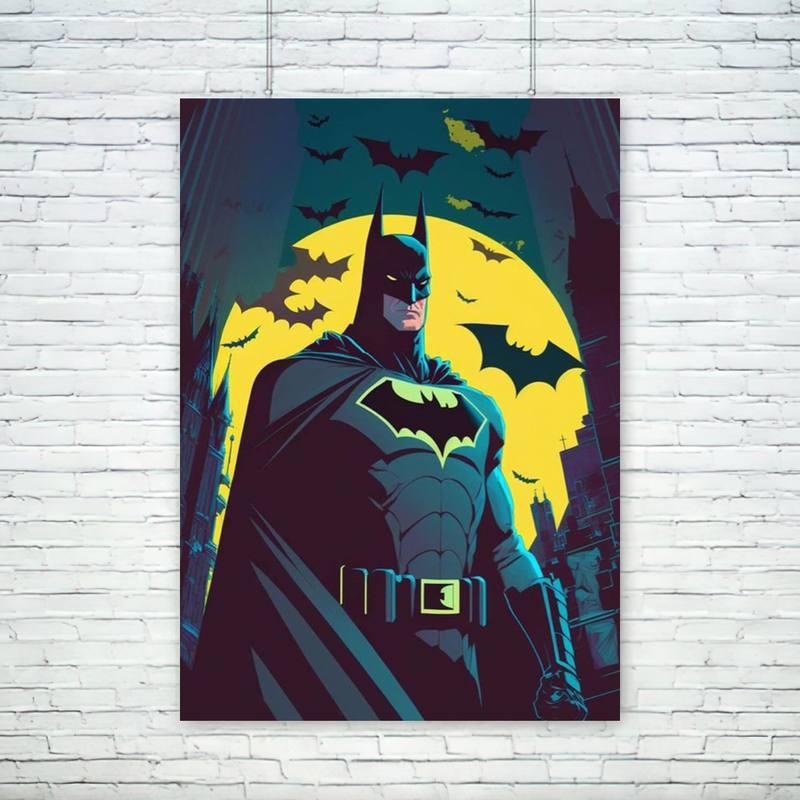 Batman Blue Yellow Wall Art Poster - Aesthetic Wall Decor