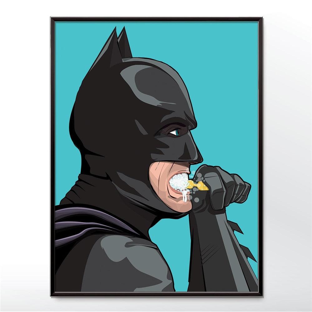 Batman Superhero Tooth Brush Bathroom Poster - Aesthetic Wall Decor