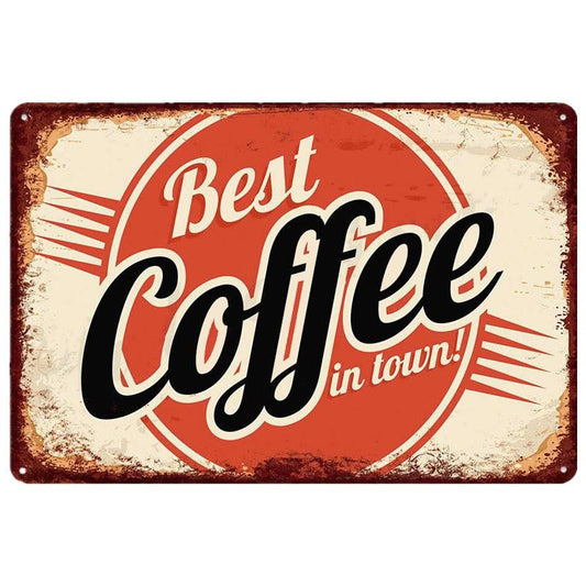 Best Coffee in Town Retro Diner Wall Art Metal Sign - Aesthetic Wall Decor