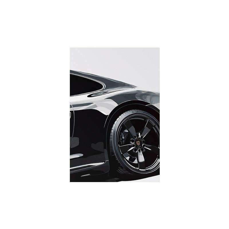 Black Porsche Sports Car Poster - Aesthetic Wall Decor