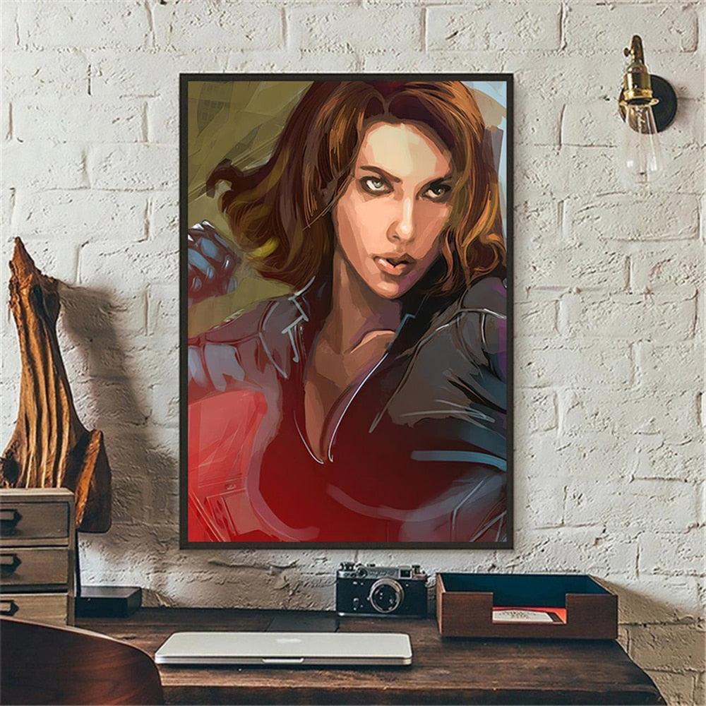 Black Widow Marvel Painting Poster - Aesthetic Wall Decor