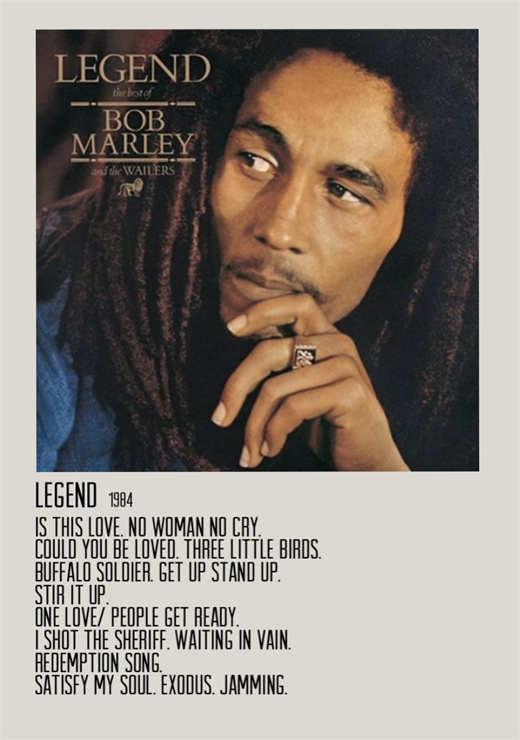 Bob Marley Minimalist Legend Album Poster - Aesthetic Wall Decor