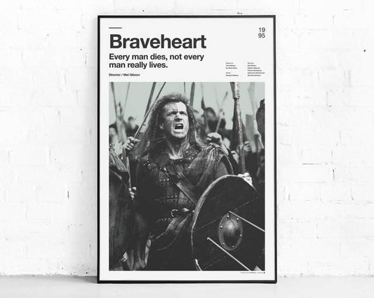 Braveheart Mel Gibson War Movie Minimalist Wall Art Poster - Aesthetic Wall Decor