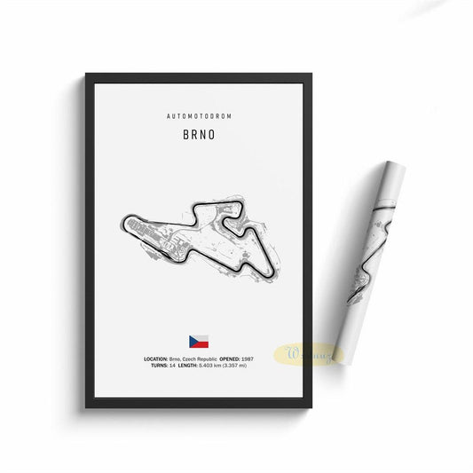 BRNO Formula 1 Track Minimalist Canvas Print Poster - Aesthetic Wall Decor