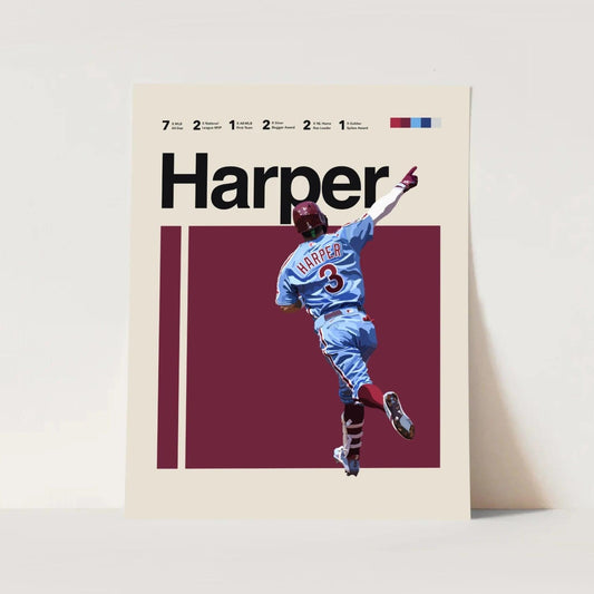 Bryce Harper Athlete Sports Minimalist Wall Art Poster - Aesthetic Wall Decor