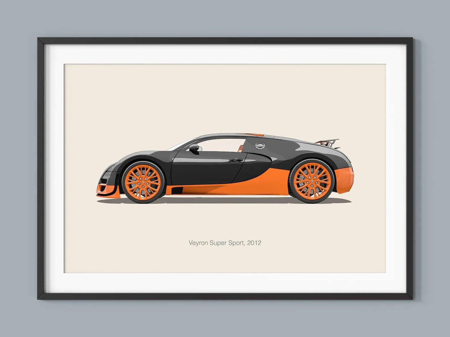 Bugatti Veyron Sports Car Minimalist Poster - Aesthetic Wall Decor