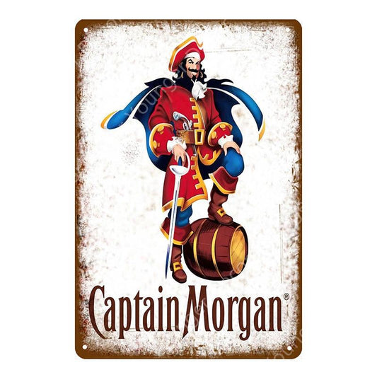 Captain Morgan Rum Logo Vintage Bar Decor Metal Sign - Aesthetic Wall Decor