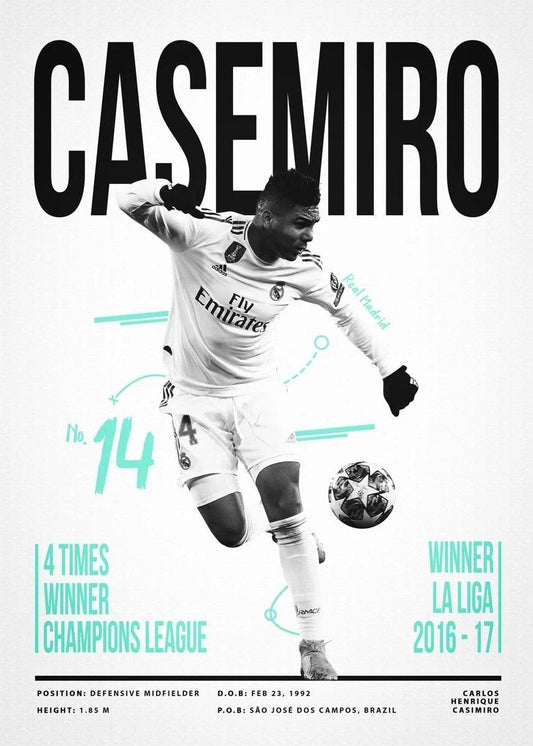 Casemiro Football Player Futbol Soccer Wall Art Poster - Aesthetic Wall Decor