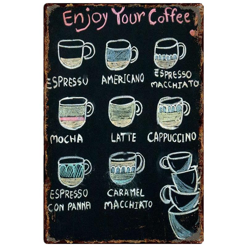 Chalk Board Coffee Menu Cafe/Diner Wall Art Metal Sign - Aesthetic Wall Decor