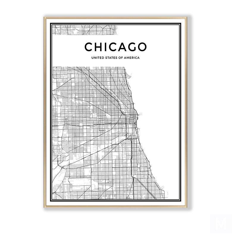 Chicago Minimalist Map Destination Wall Art Poster - Aesthetic Wall Decor