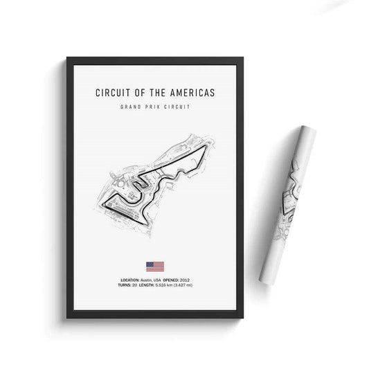 Circuit of the Americas Formula 1 Track Minimalist Motorsport Wall Art Poster - Aesthetic Wall Decor