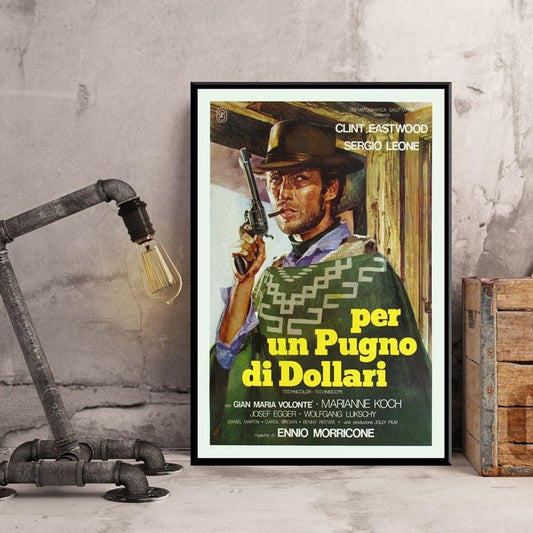 Clint Eastwood Fistful Of Dollars Italian Painting Poster - Aesthetic Wall Decor