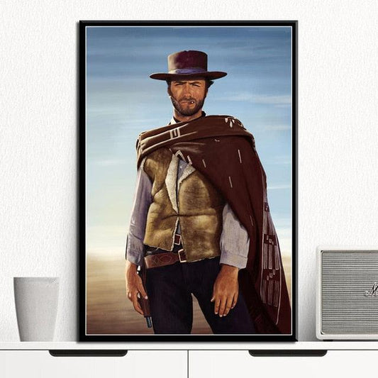 Clint Eastwood The Man with No Name Fistful of Dollars Canvas Print Poster - Aesthetic Wall Decor