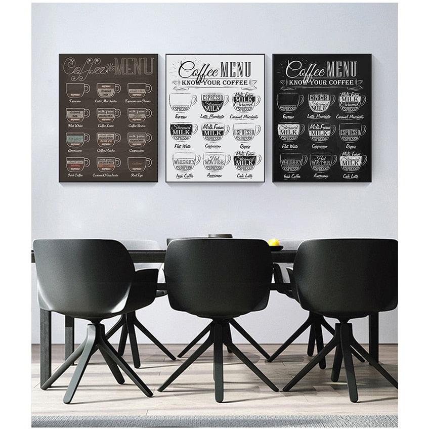 Coffee Menu Cafe Style Coffee Shop Wall Art Poster - Aesthetic Wall Decor