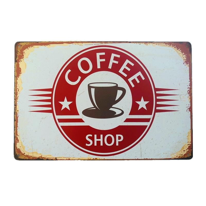 Coffee Shop Vintage Style Cafe/Diner Metal Sign - Aesthetic Wall Decor