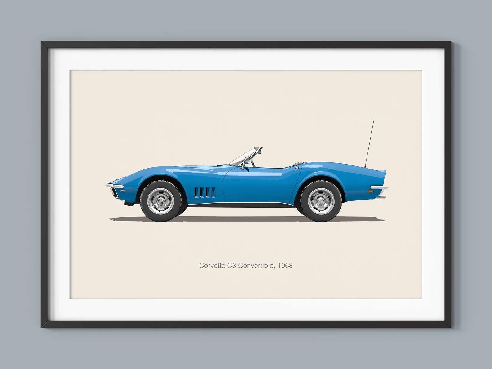 Corvette C3 American Sports Car Minimalist Poster - Aesthetic Wall Decor