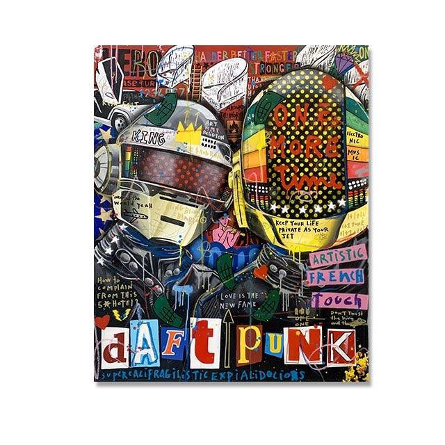 Daft Punk Music Urban Graffiti Wall Art Poster - Aesthetic Wall Decor