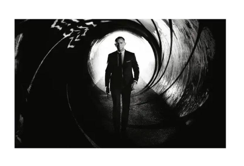 Daniel Craig James Bond Iconic 007 Gun Barrel Black and White Wall Art Poster - Aesthetic Wall Decor