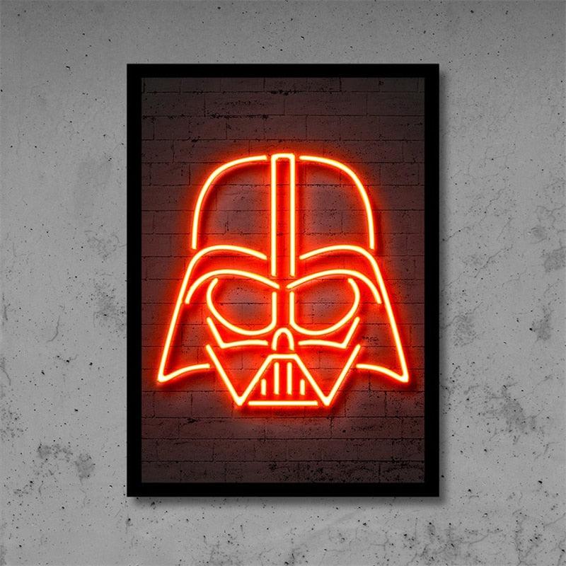 Darth Vader Starwars Movie Neon Effect Poster - Aesthetic Wall Decor