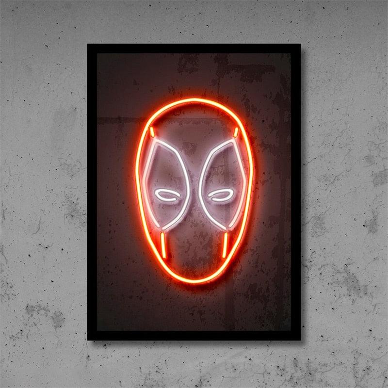 Deadpool Superhero Neon Effect Poster - Aesthetic Wall Decor