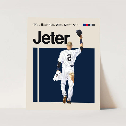 Derek Jeter Yankees MLB Baseball Sports Minimalist Wall Art Poster - Aesthetic Wall Decor