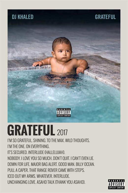 DJ Khaled Minimalist Grateful Album Poster - Aesthetic Wall Decor