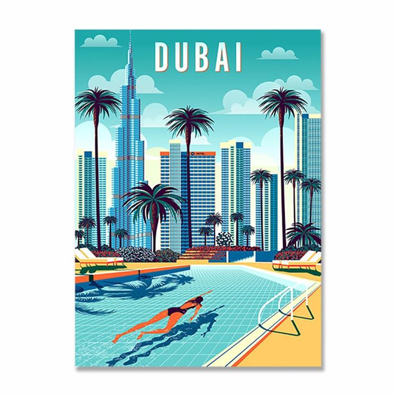 Dubai Destination Travel Wall Art Metal Sign - Aesthetic Wall Decor