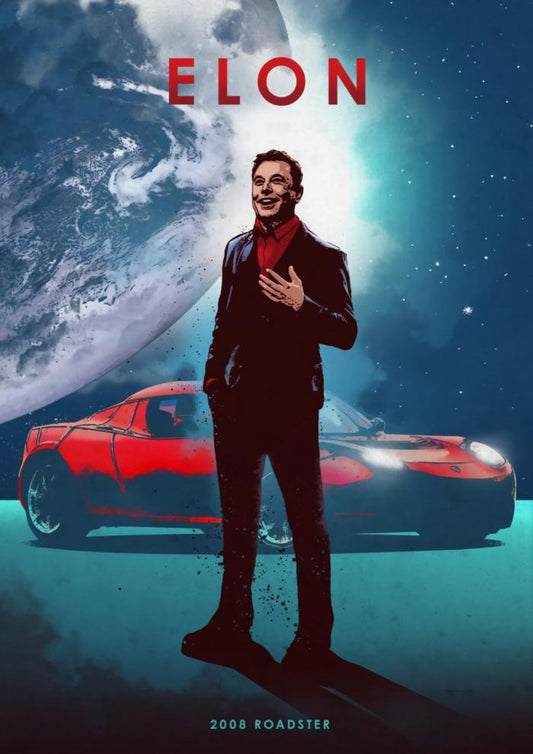 Elon Musk Tesla Roadster Galaxy Car Legends Poster - Aesthetic Wall Decor