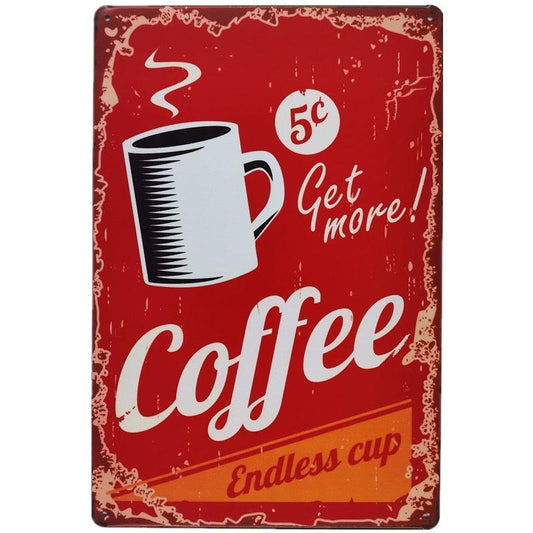 Endless Coffee Vintage Coffee Shop Wall Art Metal Sign - Aesthetic Wall Decor