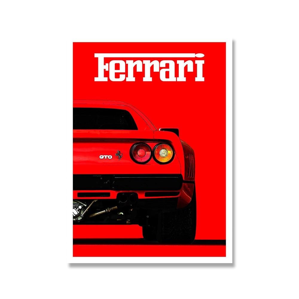 Ferrari Red Sports Car Poster - Aesthetic Wall Decor