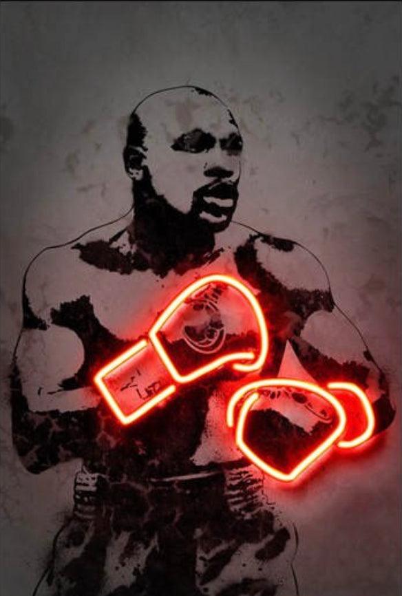 Floyd Mayweather Neon Effect Boxing Wall Art Poster - Aesthetic Wall Decor