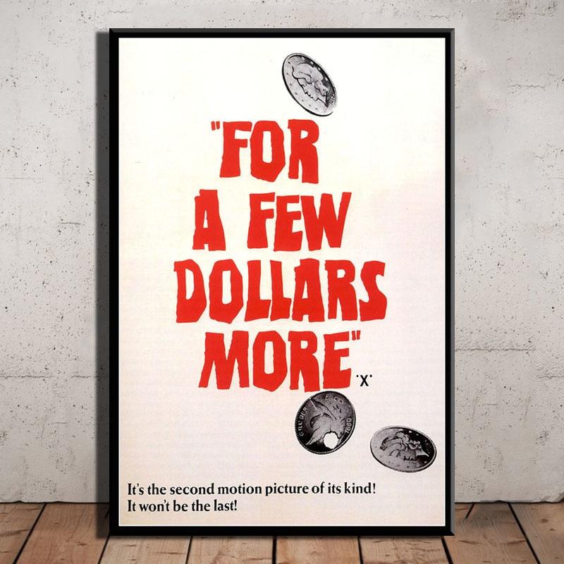 For A Few Dollars More Red And White Classic Western Movie Wall Art Poster - Aesthetic Wall Decor