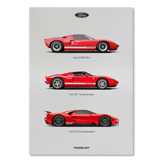 Ford GT Wall Art Supercar Minimalist Poster - Aesthetic Wall Decor