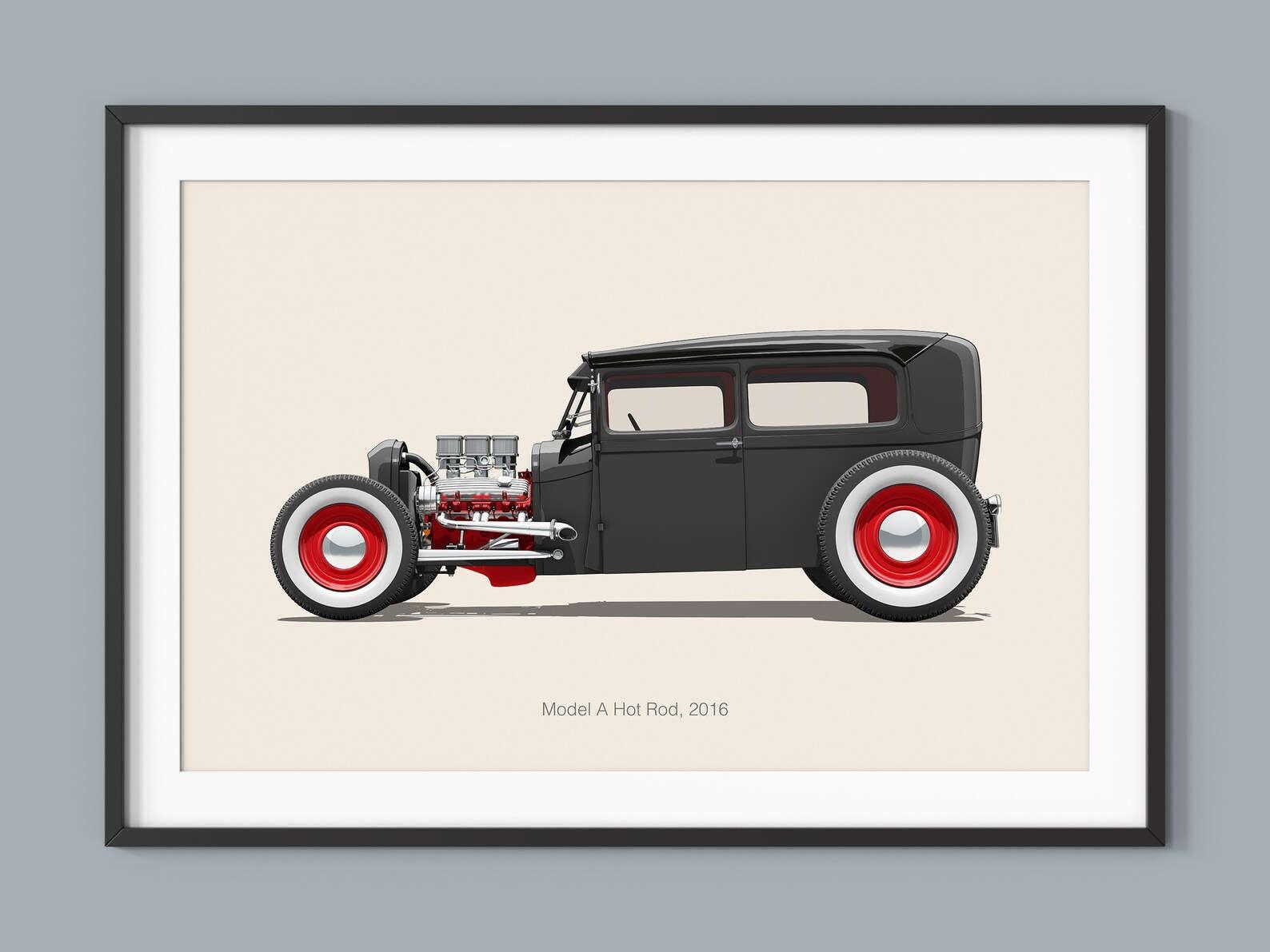 Ford Model A Car Minimalist Poster - Aesthetic Wall Decor