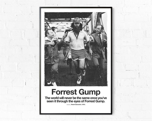 Forrest Gump Black and White Minimalist Movie Poster - Aesthetic Wall Decor