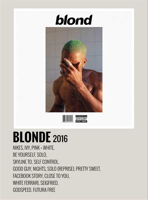 Frank Ocean Minimalist Blonde Album Poster - Aesthetic Wall Decor