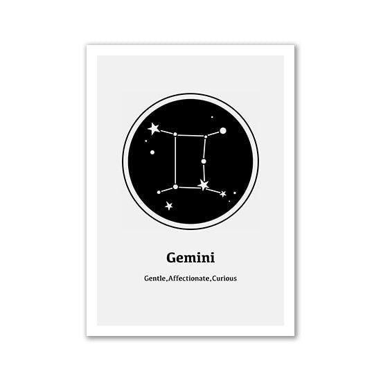 Gemini Zodiac Sign Horoscope Wall Art Poster - Aesthetic Wall Decor