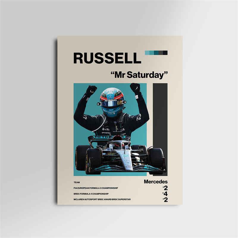 George Russell Formula 1 Wall Art Poster - Aesthetic Wall Decor