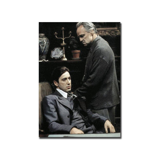 Godfather Michael and Vito Corleone Mafia Movie Wall Art Poster - Aesthetic Wall Decor