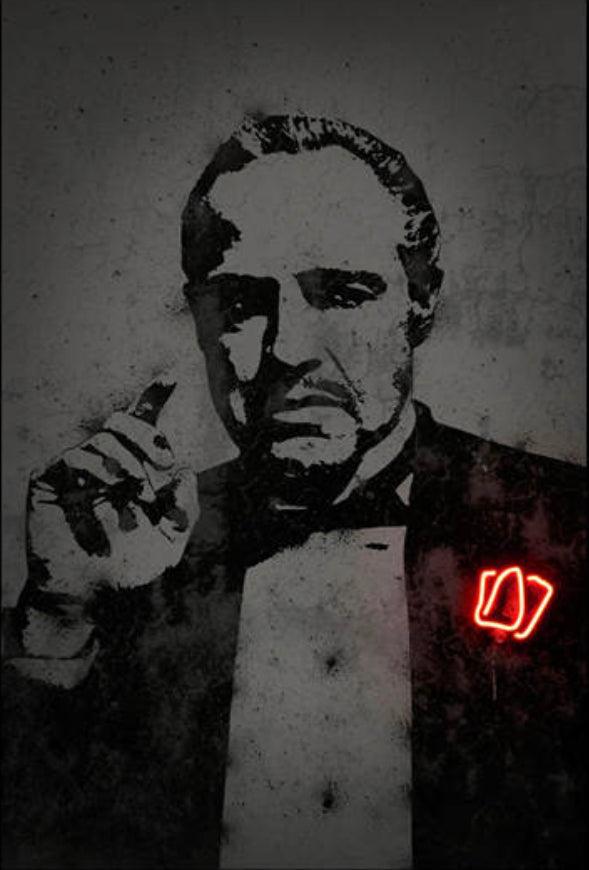 Godfather Vito Corleone Neon Effect Movie Poster - Aesthetic Wall Decor