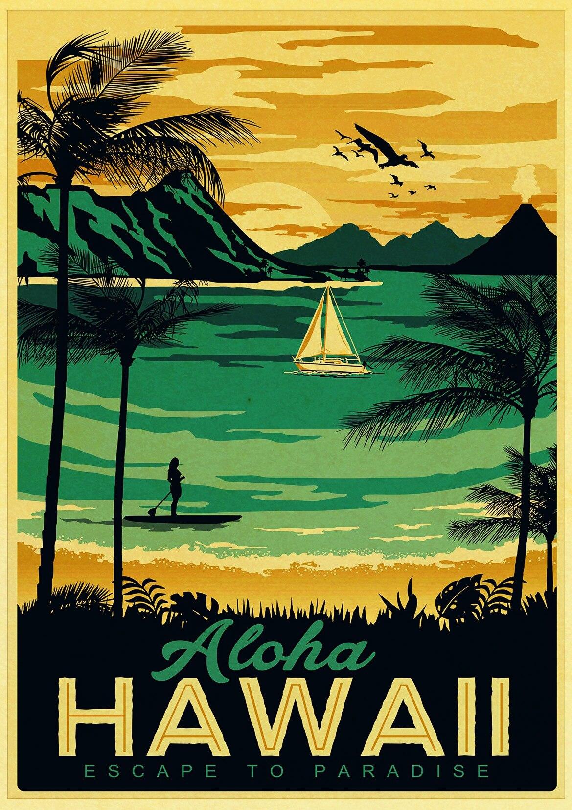 Hawaii Aloha Travel Destination Wall Art Poster - Aesthetic Wall Decor