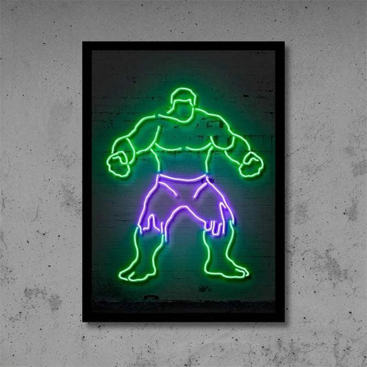 Hulk Marvel Superhero Neon Effect Poster - Aesthetic Wall Decor