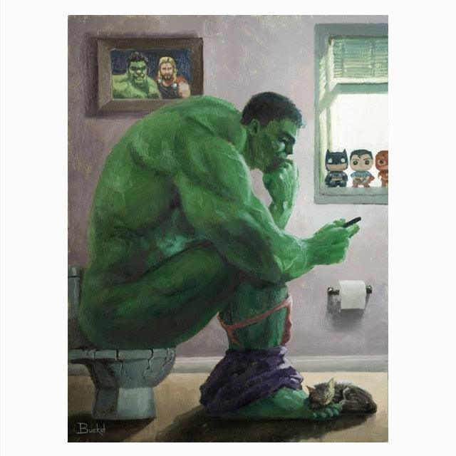 Hulk Toilet Superhero Bathroom Poster - Aesthetic Wall Decor